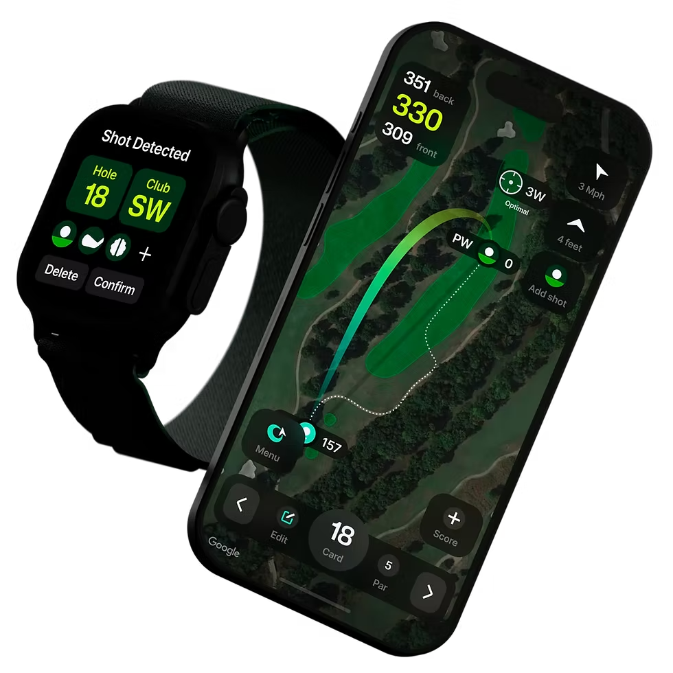 Tangent app on Apple Watch and iPhone — shot tracking and course view